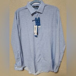 Report Collection Men's Periwinkle Checked Dress Shirt Size M 15 1/2 - 34/35